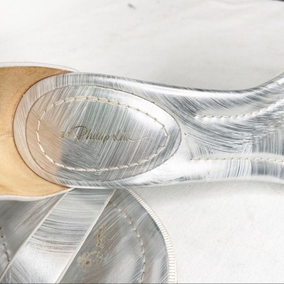 3.1 Phillip Lim “Coco” silver ankle strap sandal - Picture 3 of 7